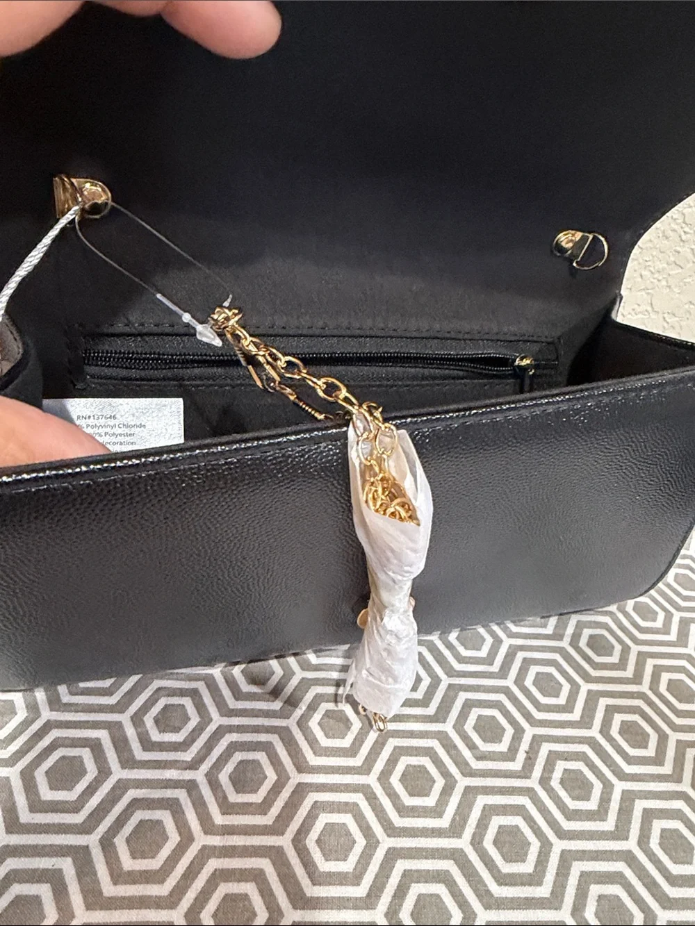 Christian Lacroix Black Clutch with Gold Emblem